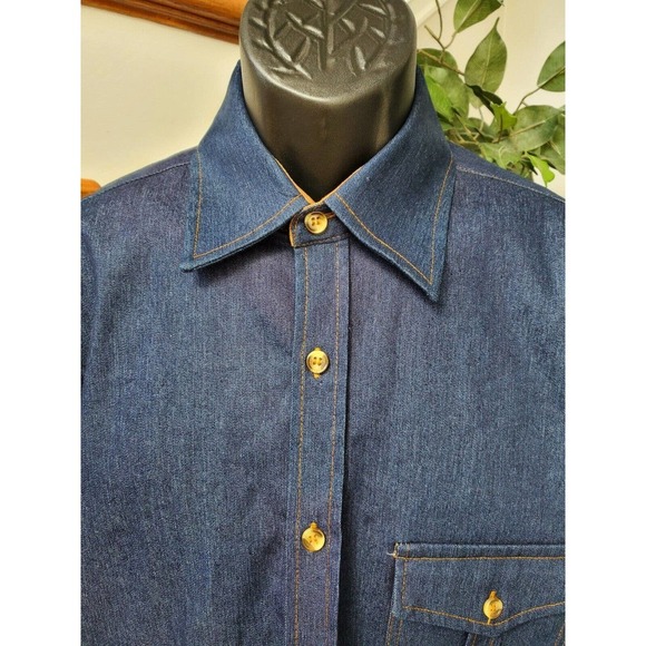 Giorgio Inserti Men Blue Cotton Collared Long Sleeve Casual Buttons Down Shirt M - Picture 2 of 11